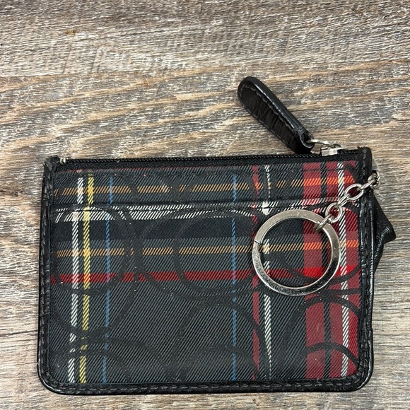 Coach 44145 Tartan Mini Skinny Keychain Wallet ID Holder - Picture 2 of 6